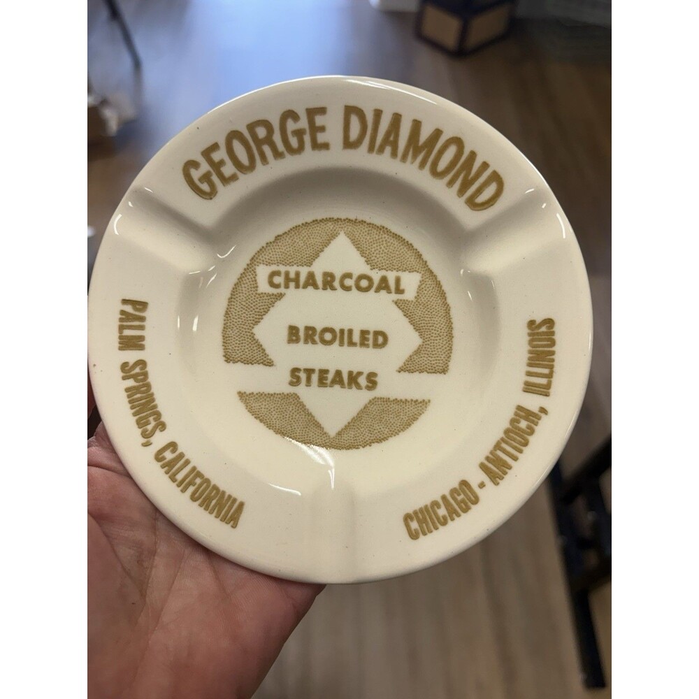 George Diamond Charcoal Broiled Steaks Advertising Ashtray Royal China